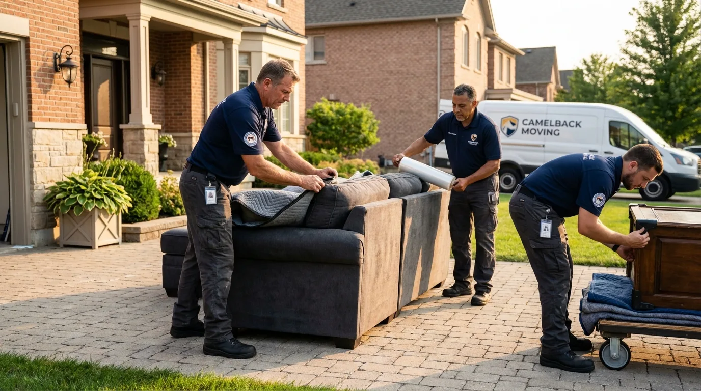Large estate moving crew wrapping furniture in Hershey, PA