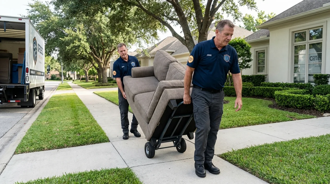 Local residential moving crew loading furniture in Hershey, PA