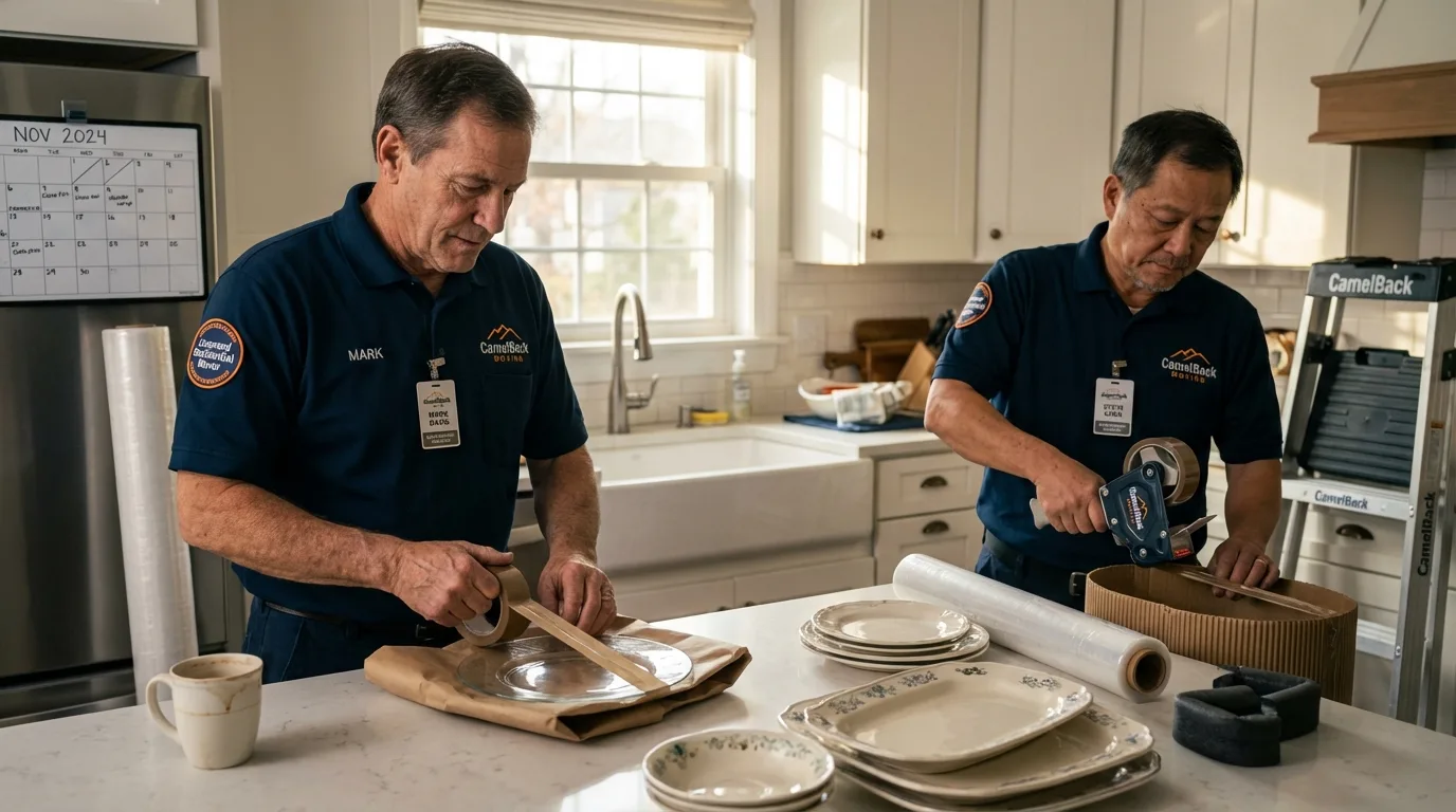Professional crew packing kitchen dishware in Hershey, PA